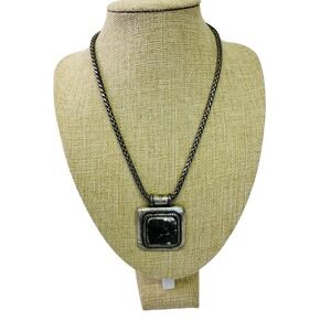 Chico's Vintage Silver Tone Rustic‎ Pendant Necklace 18" With 3" Extension
